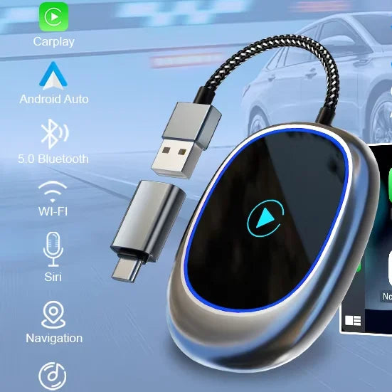 K509 RGB Light Wireless Carplay Adapter Carplay or Android Auto for IOS /android Streaming Dongle Wired to Wireless CarPlay
