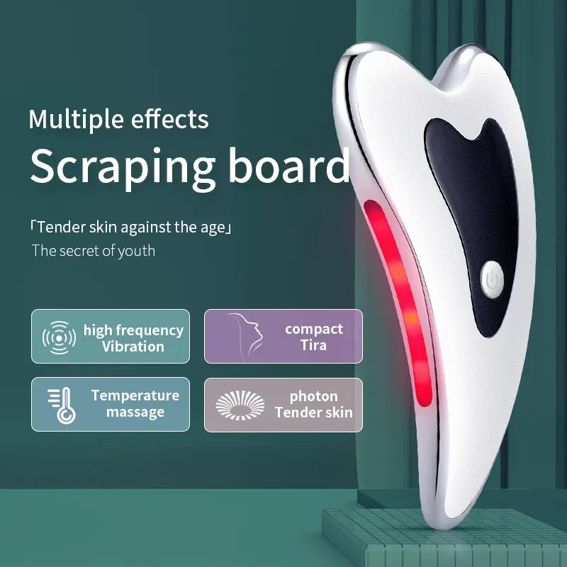 Facial Massager Microcurrent Gua Sha Scraping Board Electric Vibrating Massager Tool