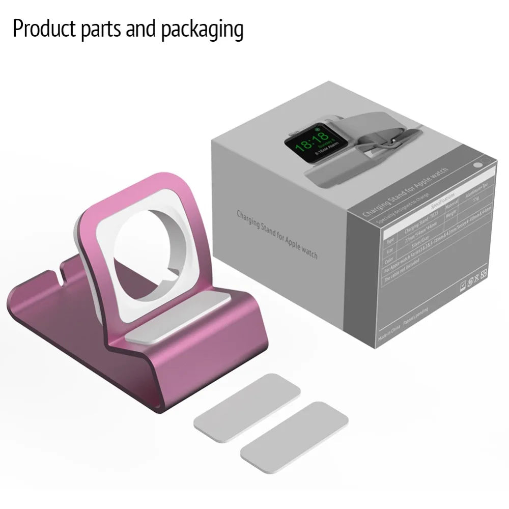 Aluminum Charger Stand for Apple Watch,Dock Station Charging Holder for iWatch Ultra 1 2/10/9/SE/8/7/6/5/4/3/2/1 Silicon Bracket