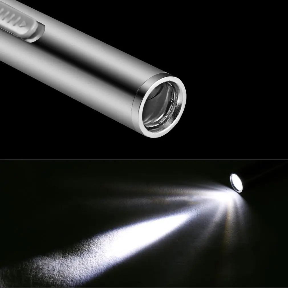 Energy-saving Portable Professional Medical Handy Pen Light USB Rechargeable Mini Flashlight LED Torch with Stainless Steel Clip