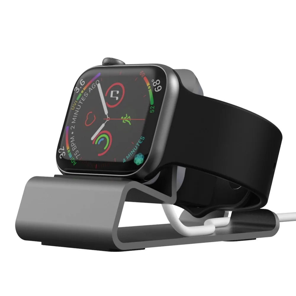 Aluminum Charger Stand for Apple Watch,Dock Station Charging Holder for iWatch Ultra 1 2/10/9/SE/8/7/6/5/4/3/2/1 Silicon Bracket