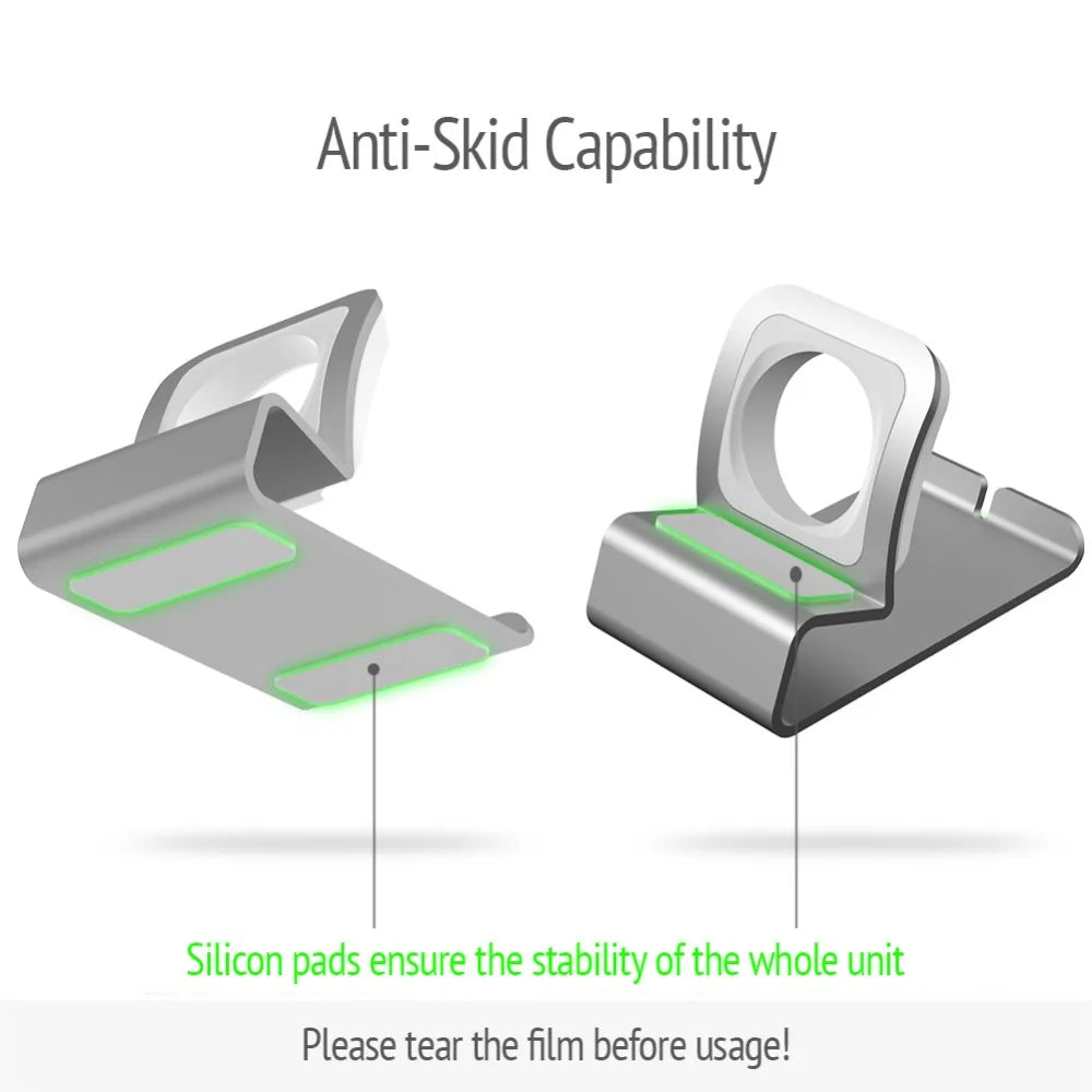 Aluminum Charger Stand for Apple Watch,Dock Station Charging Holder for iWatch Ultra 1 2/10/9/SE/8/7/6/5/4/3/2/1 Silicon Bracket