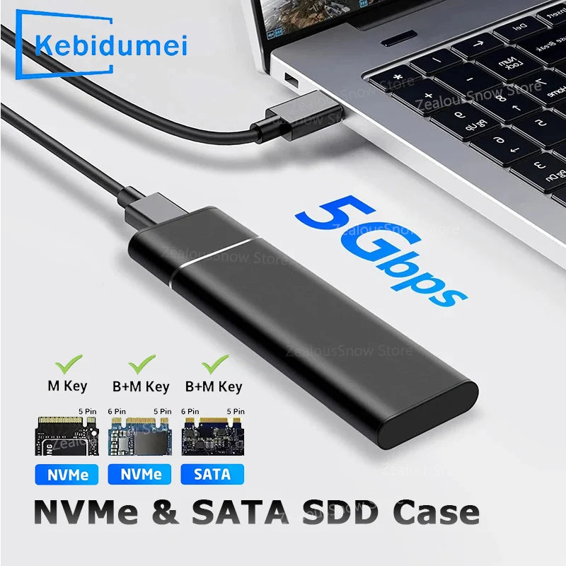 Dual Protocol M2 SSD Case M.2 NVMe SATA SSD Enclosure Adapter 10Gbps USB 3.1 Type C External Enclosure Supports M And B&M Keys