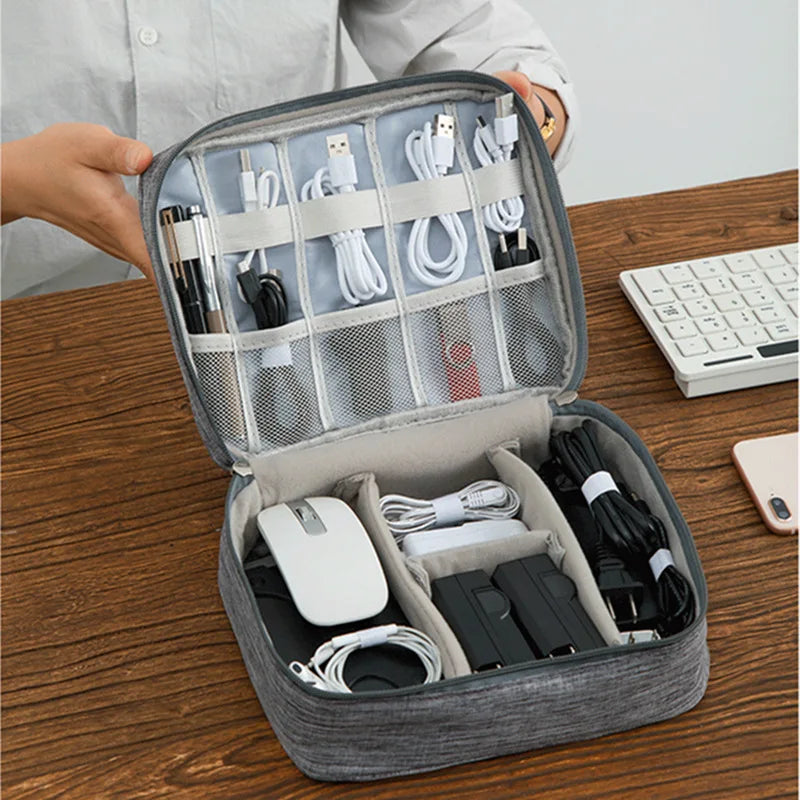 Cable Organizer Box Travel Gadget Bag Hard Drives Portable Storage Case HDD Case Protective Pouch Bag For iPad Mini Power Bank