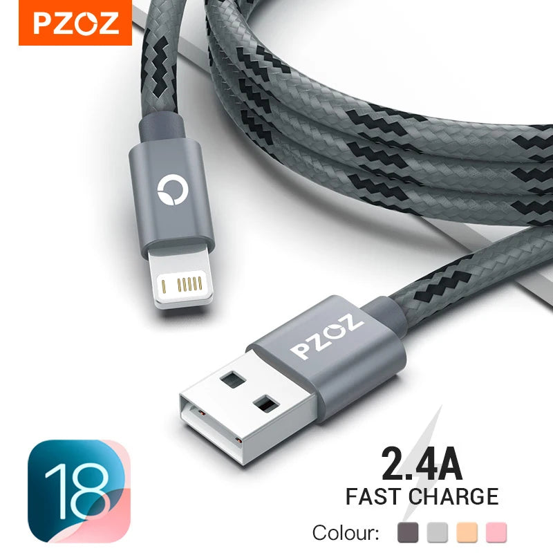 PZOZ 2m 3m Usb Cable For iPhone 14 13 12 11 pro max Xs Xr X SE 8 7 6s plus ipad air mini fast charging cable For iphone charger