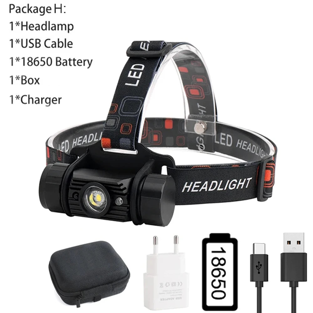 BORUiT RJ-020 LED Induction Headlamp 1000LM Motion Sensor Headlight 18650 Rechargeable Head Torch Camping Hunting Flashlight
