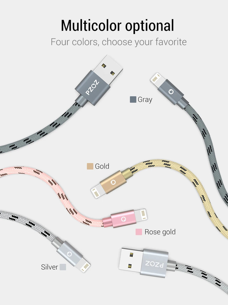 PZOZ 2m 3m Usb Cable For iPhone 14 13 12 11 pro max Xs Xr X SE 8 7 6s plus ipad air mini fast charging cable For iphone charger