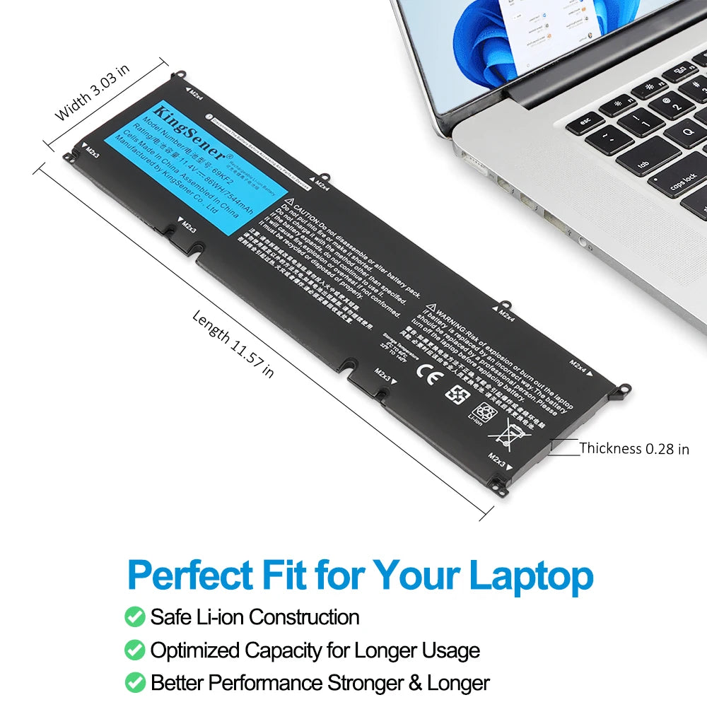 69KF2 86WH Battery for DELL XPS 15 9500 9510 9520 9530 Precision 5550 5560 G15 5511 5520 5515 5521 G7 15 7500 P91F P87F