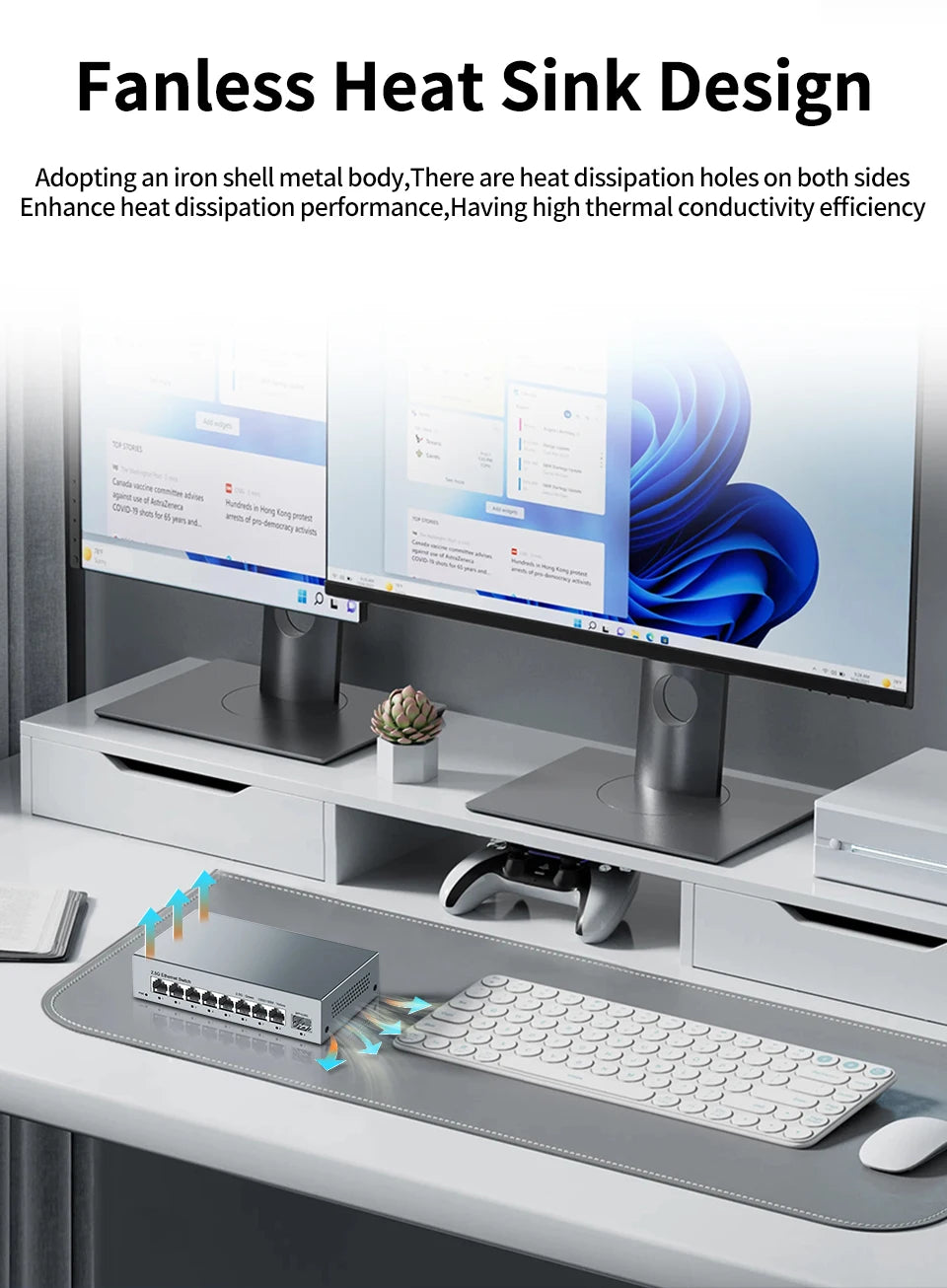 LIANGUO 2.5Gb 8 Port Network Switch 2.5Gbps Unmanaged Ethernet Switch with 10Gb SFP+ Slot Home Lab Small Setup Plug&Play Switch