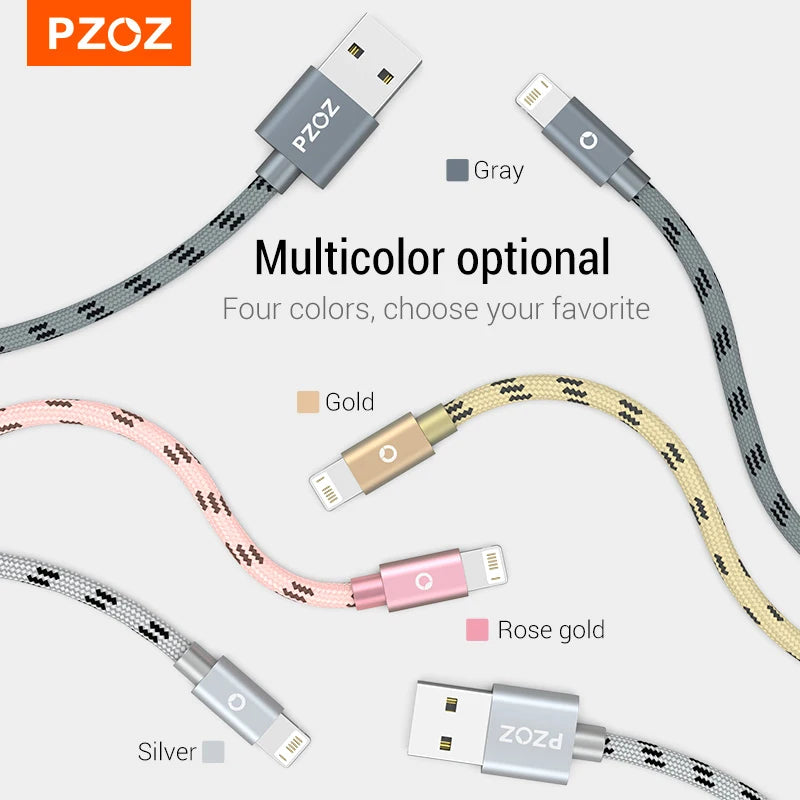 PZOZ 2m 3m Usb Cable For iPhone 14 13 12 11 pro max Xs Xr X SE 8 7 6s plus ipad air mini fast charging cable For iphone charger