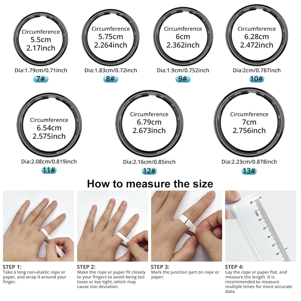 2025 COLMI R12 Smart Ring with Display Screen and Touch, Wireless Charging, Health Manager, 5 ATM Waterproof For Men Women