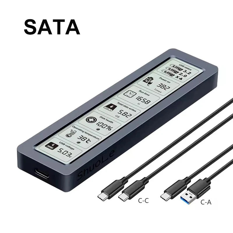 M.2 NVMe SATA SSD Enclosure Visual Smart SSD Case USB 3.2 Gen 2 10Gbps SSD Adapter for PC NVME PCIE NGFF SATA SSD Disk Box