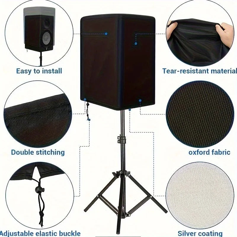 The speaker cover made of all-weather UV-resistant Oxford fabric is available in multiple sizes for both indoor and outdoor use.