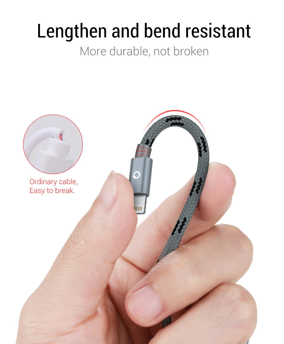 PZOZ 2m 3m Usb Cable For iPhone 14 13 12 11 pro max Xs Xr X SE 8 7 6s plus ipad air mini fast charging cable For iphone charger