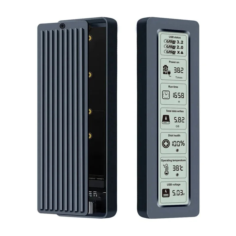 M.2 NVMe SATA SSD Enclosure Visual Smart SSD Case USB 3.2 Gen 2 10Gbps SSD Adapter for PC NVME PCIE NGFF SATA SSD Disk Box