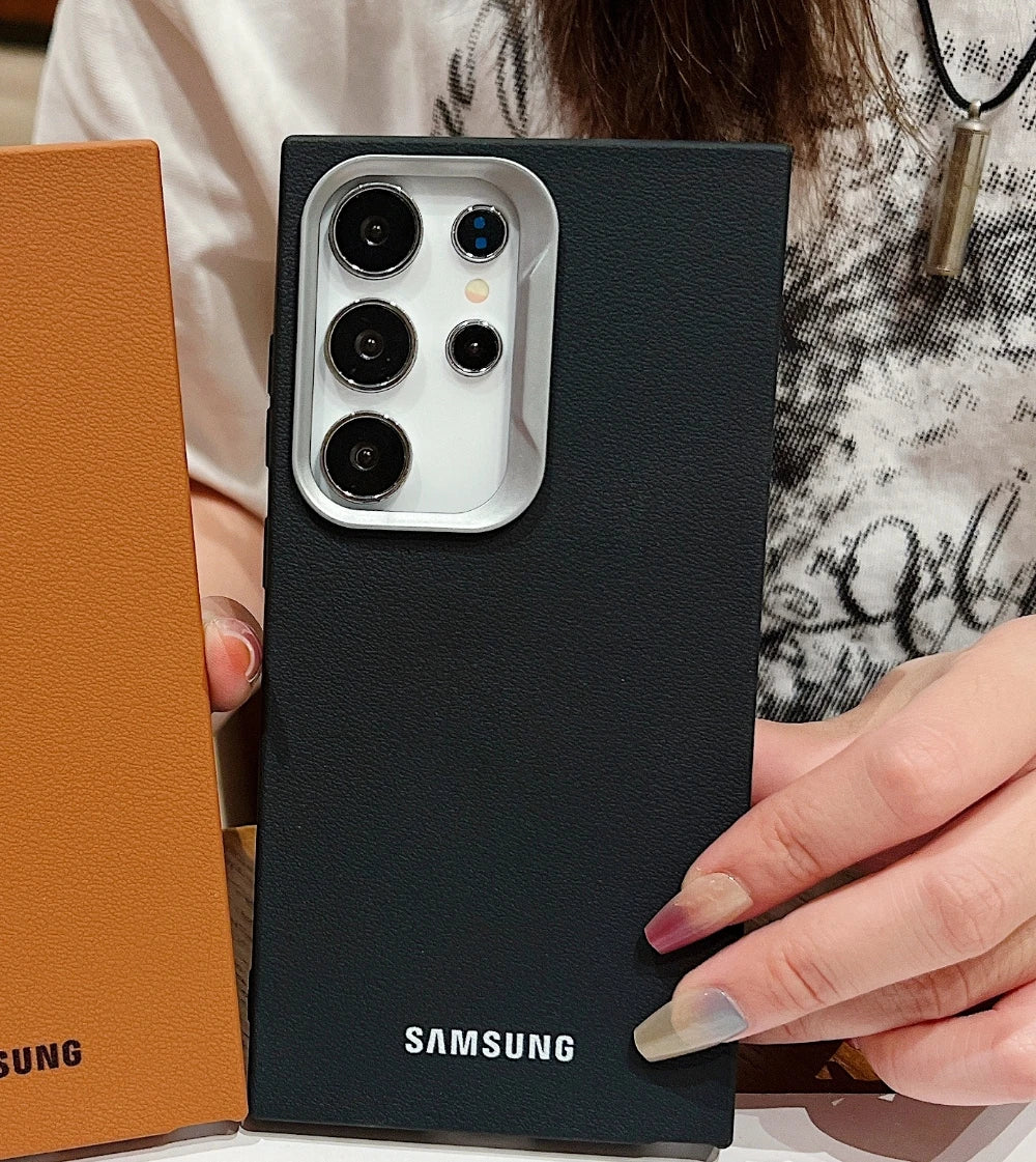 Original Official Leather Pattern Soft TPU Case Samsung Galaxy S26 S25 S24 S23 S22 S21 Ultra Plus Shockproof Protective Cover