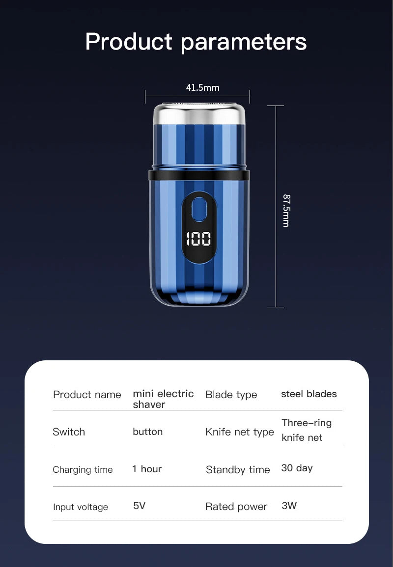 Electric Shaver For Men Capsule Design Travel Home Use Electric Beard Knife USB Rechargeable Pocket Mini Portable Electric Razor