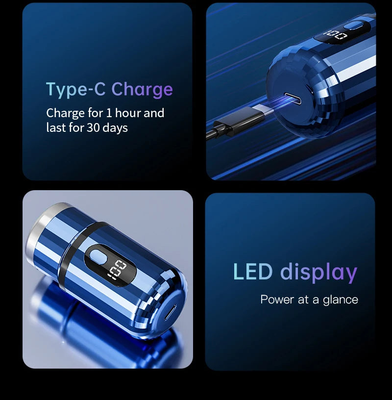 Electric Shaver For Men Capsule Design Travel Home Use Electric Beard Knife USB Rechargeable Pocket Mini Portable Electric Razor