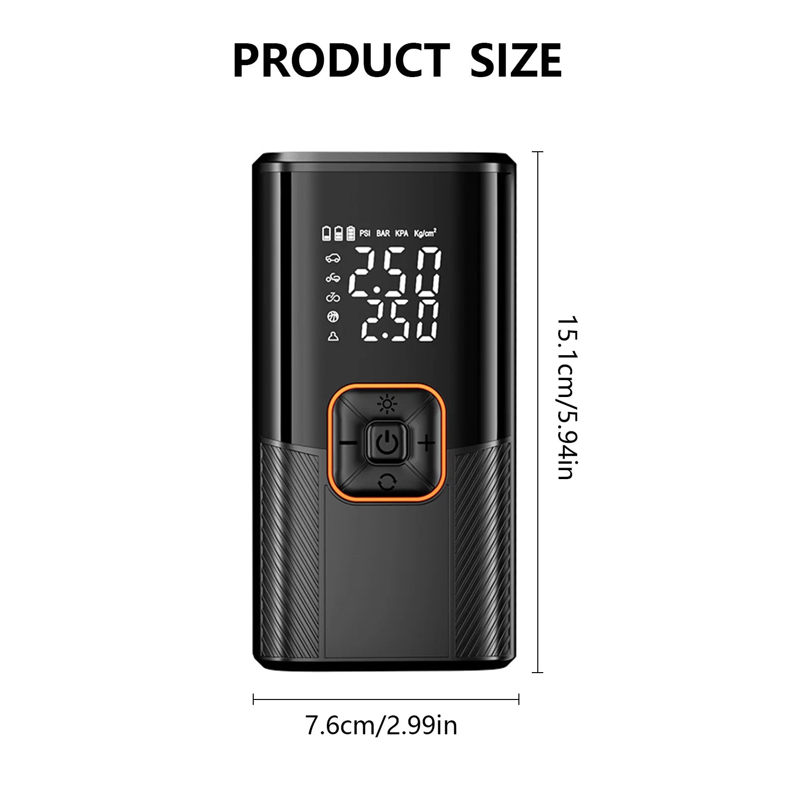 New Portable Cordless Air Pump For Car Tire Inflator With LED Light Large Capacity Battery USB C Fast Charging Electric Pump