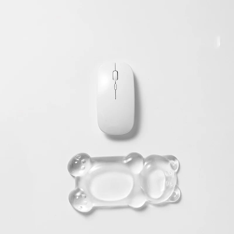 Ergonomic Silicone Gel Mouse Wrist Rest Pink Clear Cute Bear Mouse Wrist Rest Comfort & Support for Typing and Gaming