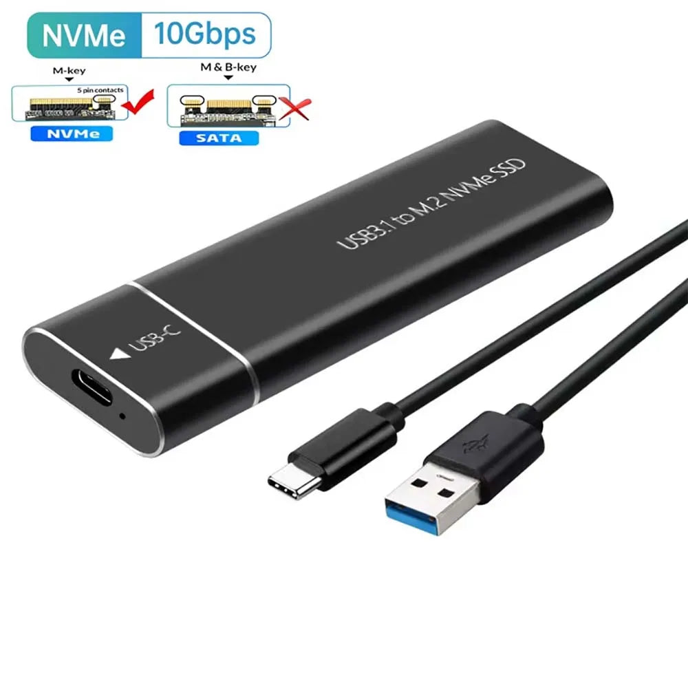 Dual Protocol M2 SSD Case M.2 NVMe SATA SSD Enclosure Adapter 10Gbps USB 3.1 Type C External Enclosure Supports M And B&M Keys