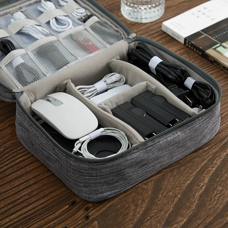 Cable Organizer Box Travel Gadget Bag Hard Drives Portable Storage Case HDD Case Protective Pouch Bag For iPad Mini Power Bank