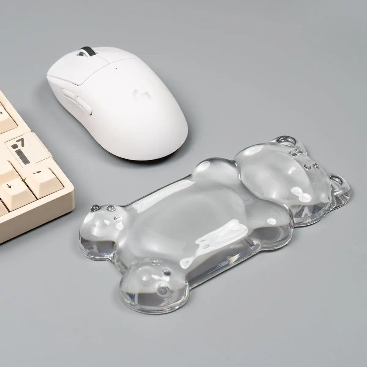 Ergonomic Silicone Gel Mouse Wrist Rest Pink Clear Cute Bear Mouse Wrist Rest Comfort & Support for Typing and Gaming
