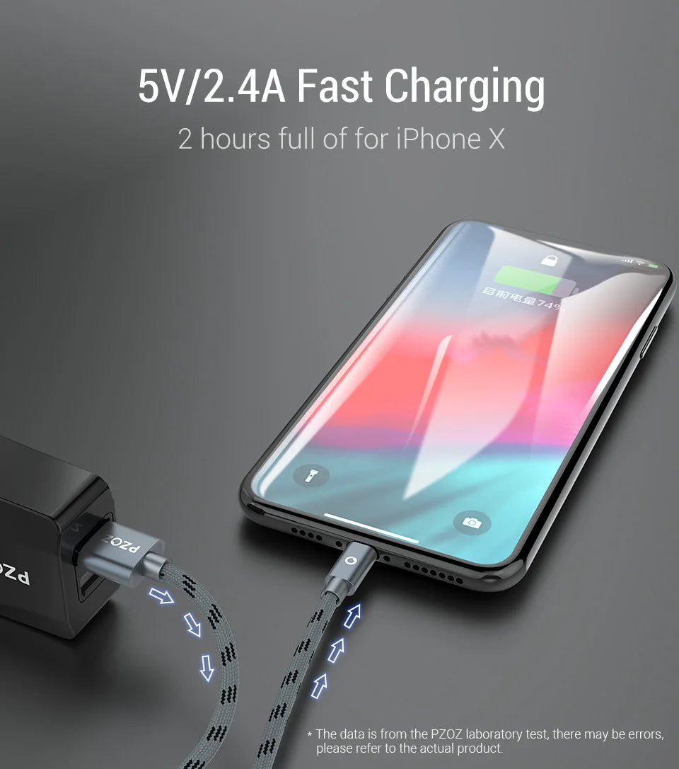 PZOZ 2m 3m Usb Cable For iPhone 14 13 12 11 pro max Xs Xr X SE 8 7 6s plus ipad air mini fast charging cable For iphone charger